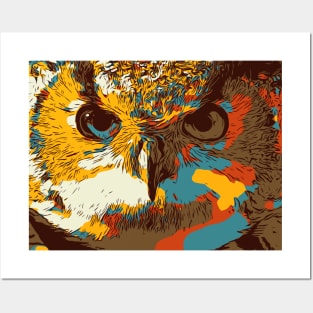 Cool Cute colorful Wise snowy Crazy Owl Design Gift Posters and Art